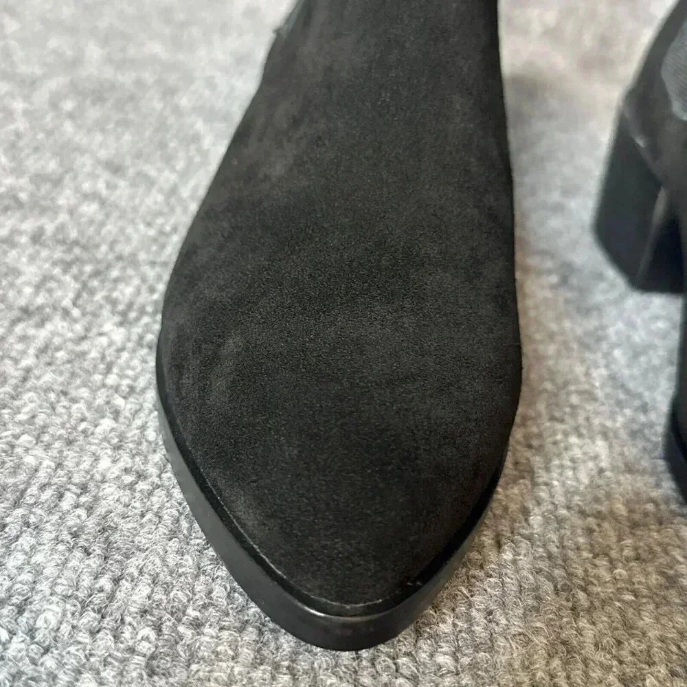 Steve Madden Ankle Boots Womens 7M Black Suede Pull On Classic Pointed Toe Shoes